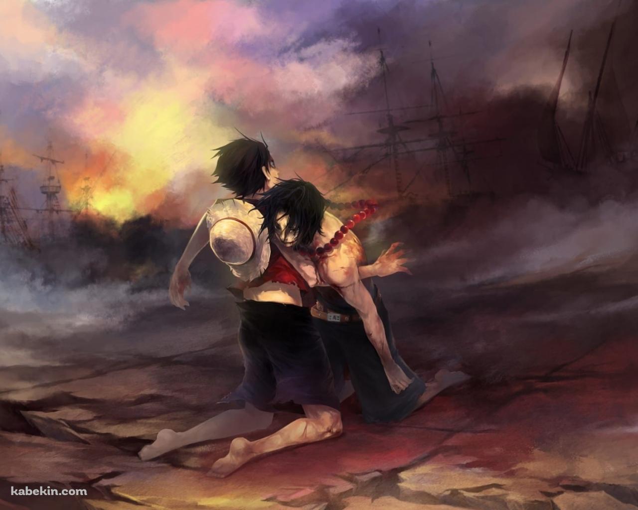 ワンピース ONE PIECE エースの最期の壁紙(1280px x 1024px) 高画質 PC・デスクトップ用