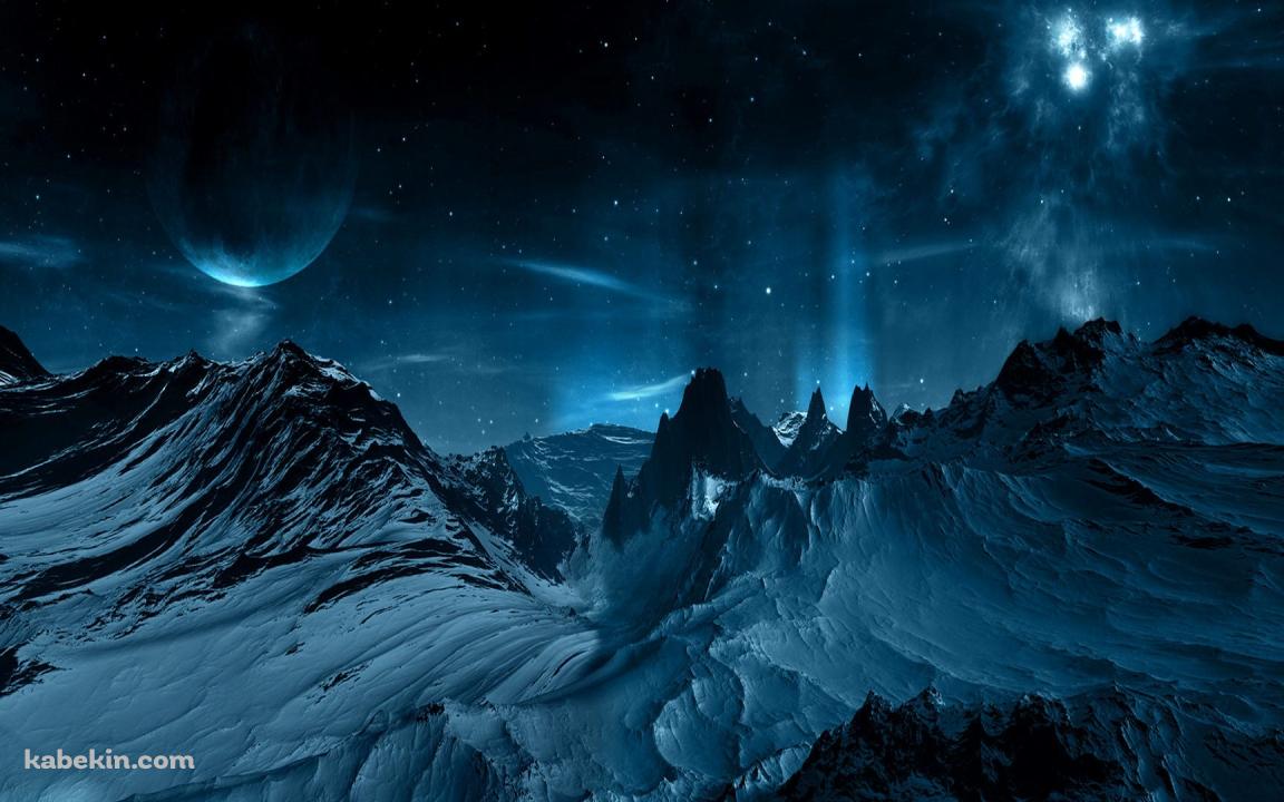 夜の雪山の壁紙(1152px x 720px) 高画質 PC・デスクトップ用