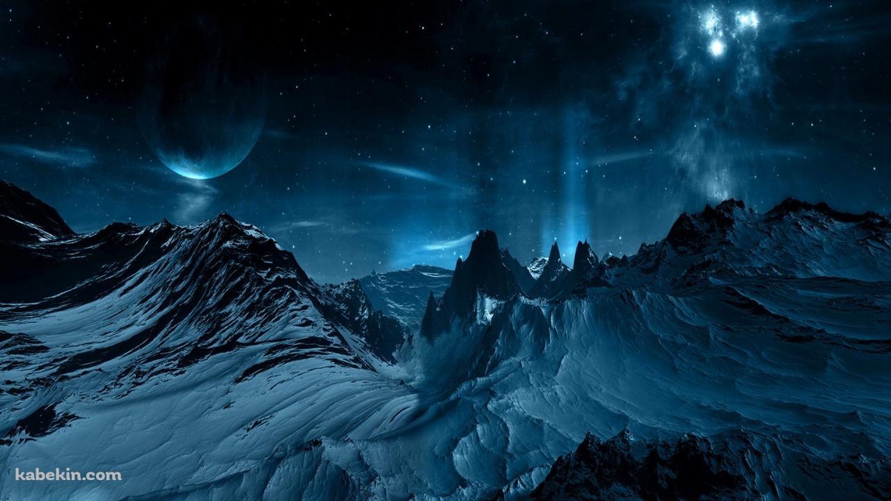 夜の雪山の壁紙(1280px x 720px) 高画質 PC・デスクトップ用