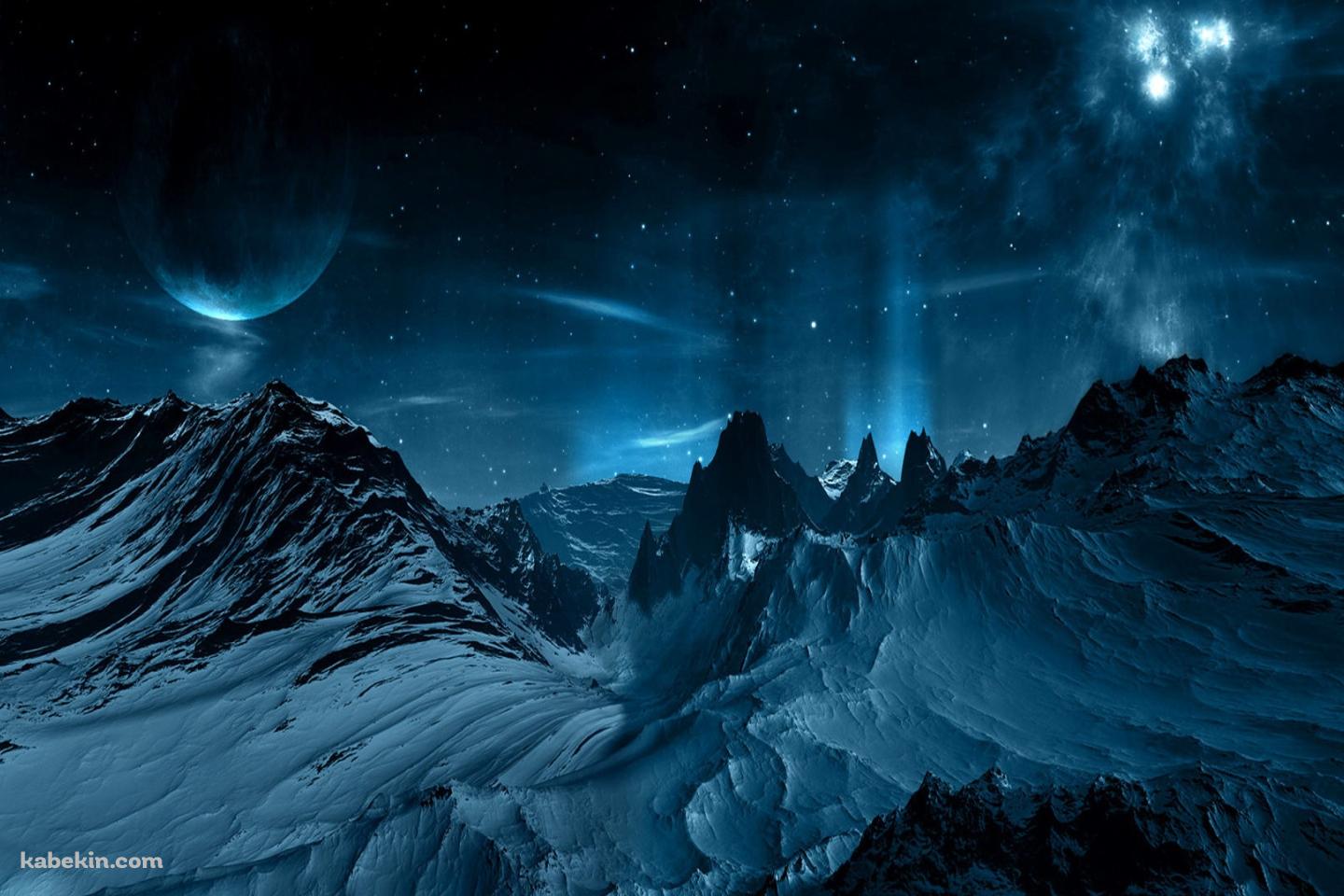 夜の雪山の壁紙(1440px x 960px) 高画質 PC・デスクトップ用