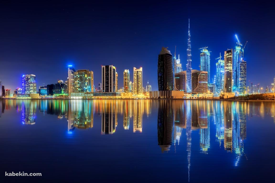 綺麗な海沿いの都会の夜景の壁紙(1152px x 768px) 高画質 PC・デスクトップ用