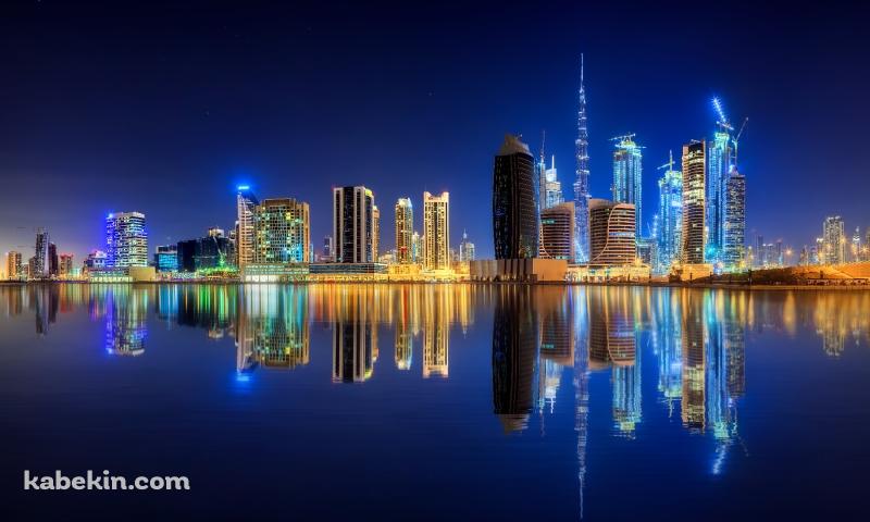 綺麗な海沿いの都会の夜景の壁紙(800px x 480px) 高画質 PC・デスクトップ用