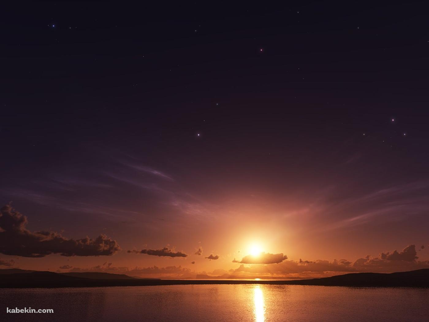 夕日・海・星の壁紙(1400px x 1050px) 高画質 PC・デスクトップ用