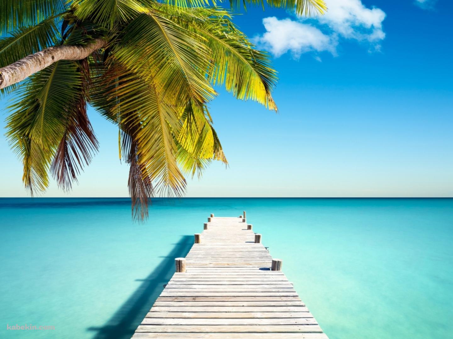 椰子の木と海へ続く桟橋の壁紙(1440px x 1080px) 高画質 PC・デスクトップ用