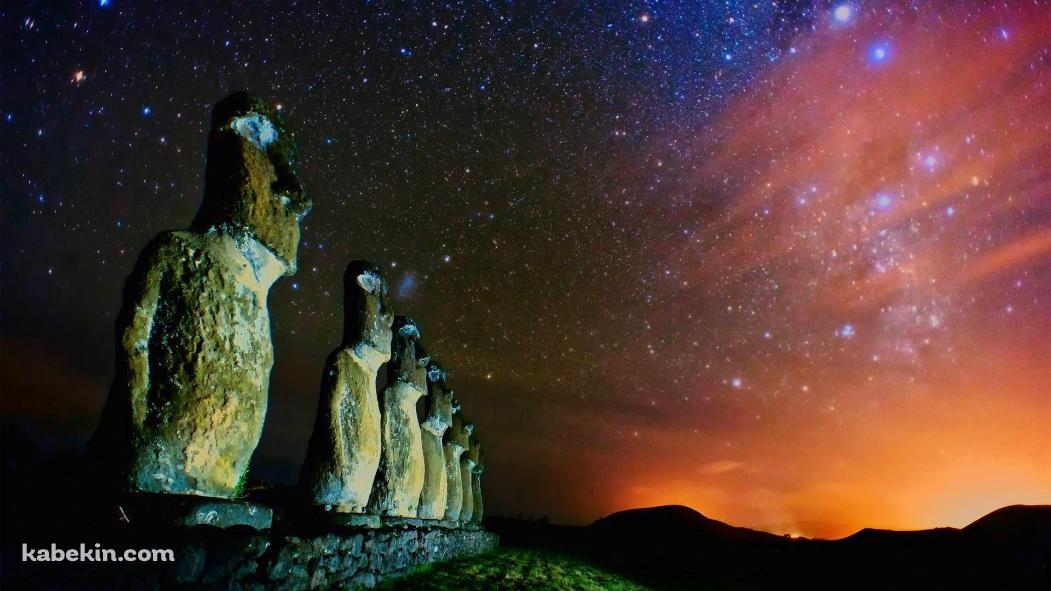 イースター島 モアイ像 石像の壁紙(1051px x 591px) 高画質 PC・デスクトップ用