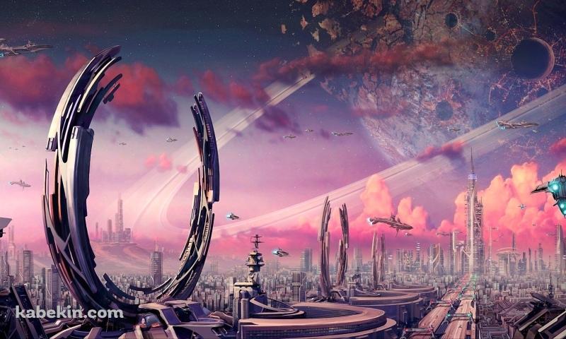 近未来 宇宙船 ピンクの壁紙(800px x 480px) 高画質 PC・デスクトップ用