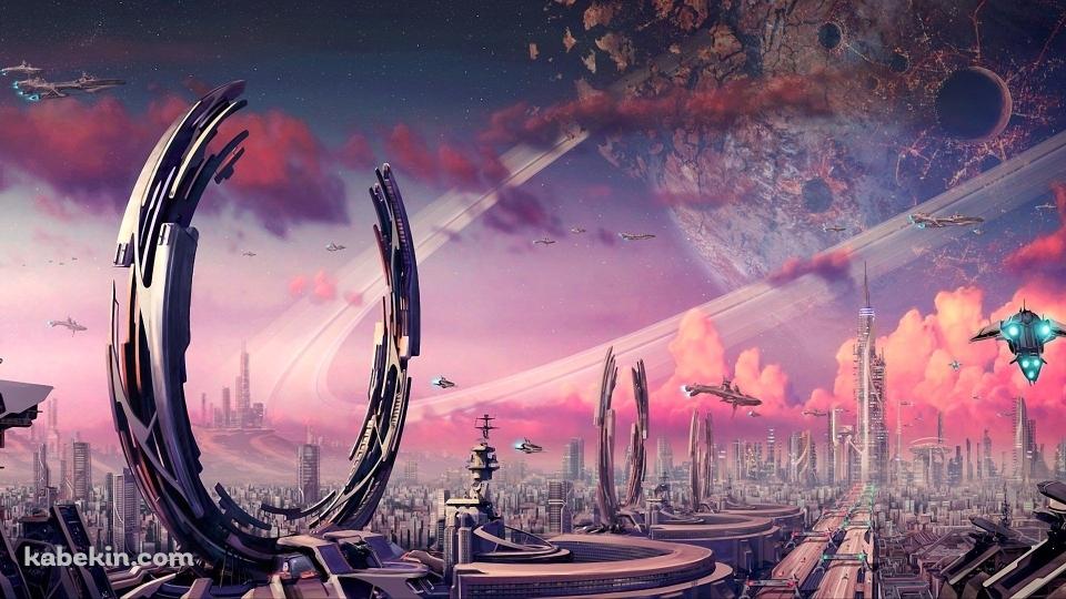 近未来 宇宙船 ピンクの壁紙(960px x 540px) 高画質 PC・デスクトップ用