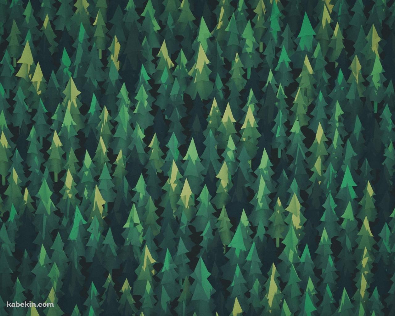綺麗な森のイラスト 緑 濃淡の壁紙(1280px x 1024px) 高画質 PC・デスクトップ用