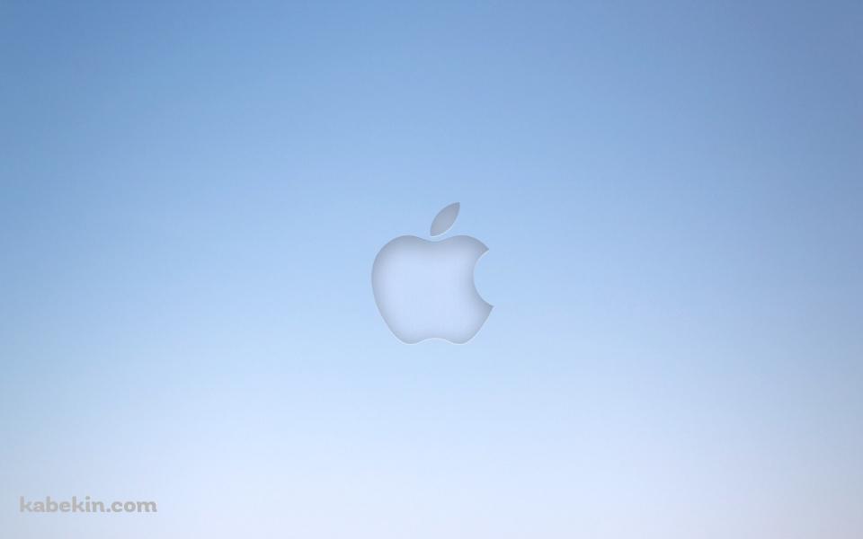 淡い水色のAppleロゴ グラデーションの壁紙(960px x 600px) 高画質 PC・デスクトップ用