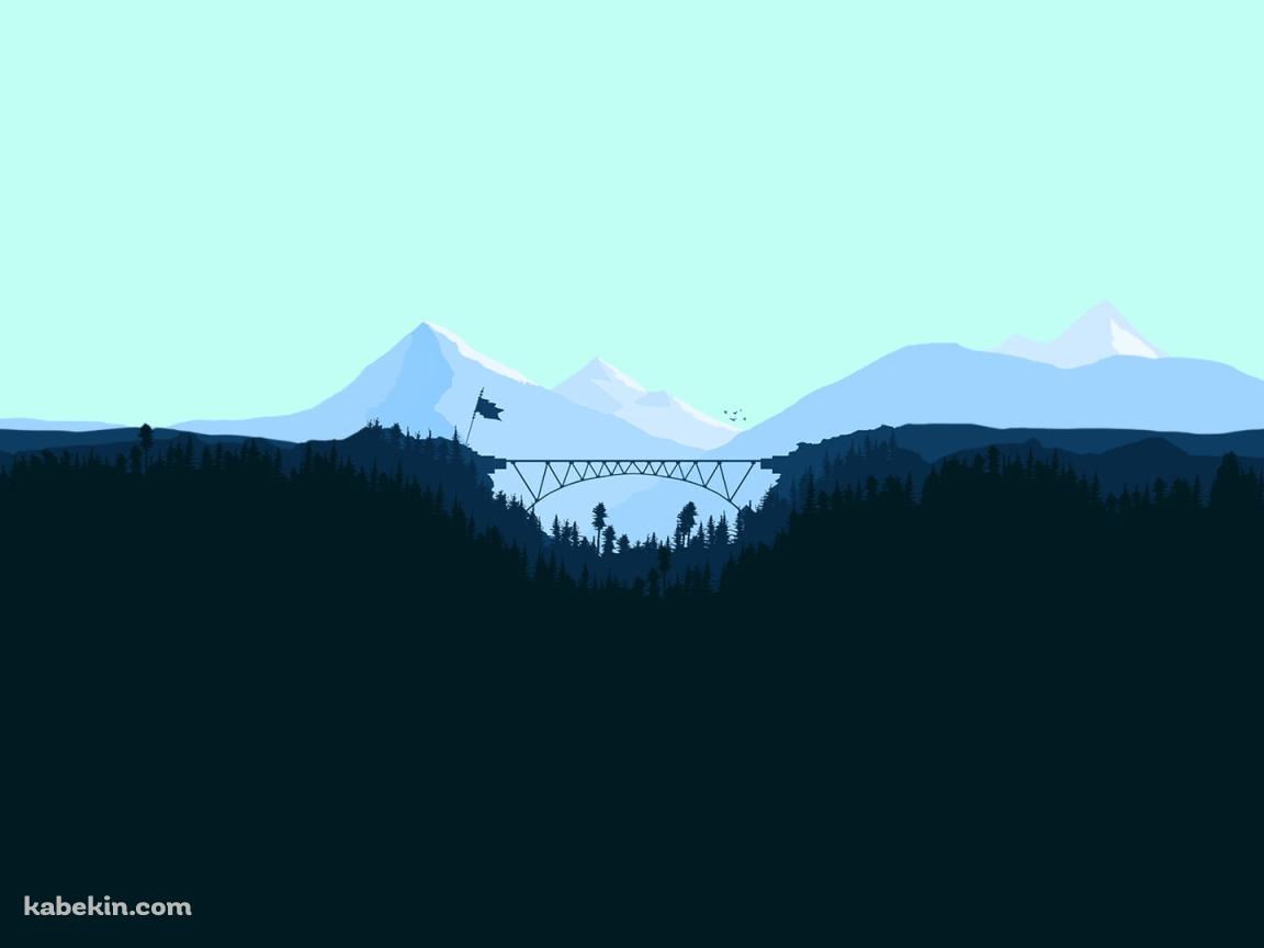 森の中の鉄橋の壁紙(1152px x 864px) 高画質 PC・デスクトップ用