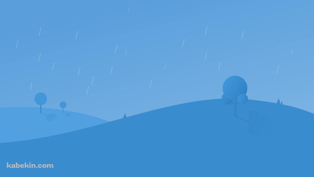 雨が降る青い景色の壁紙(1024px x 576px) 高画質 PC・デスクトップ用