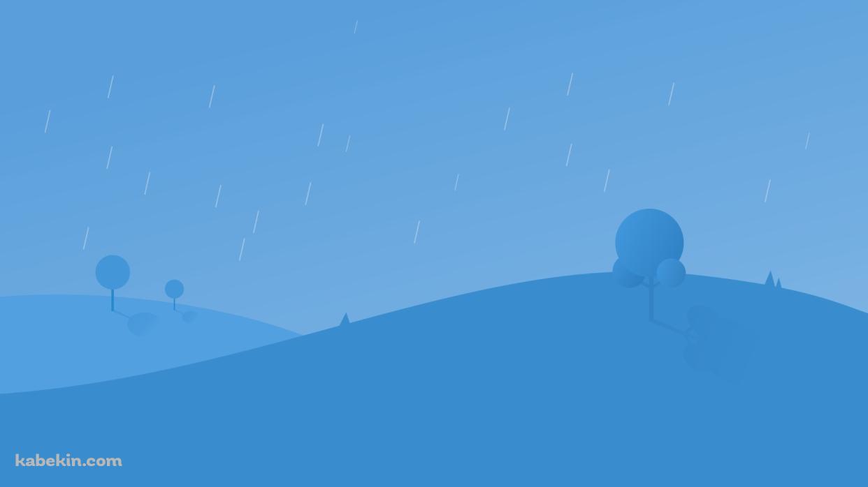 雨が降る青い景色の壁紙(1242px x 698px) 高画質 PC・デスクトップ用