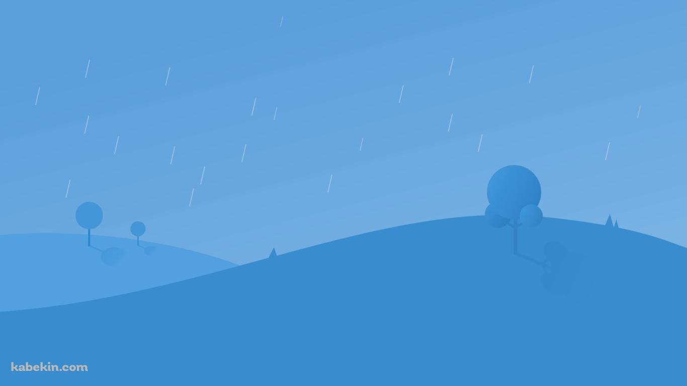 雨が降る青い景色の壁紙(1366px x 768px) 高画質 PC・デスクトップ用
