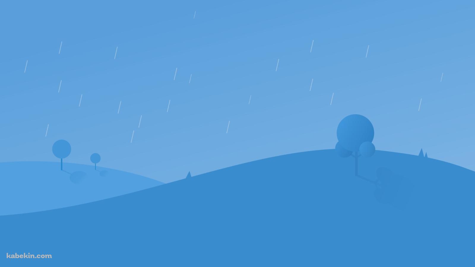 雨が降る青い景色の壁紙(1600px x 900px) 高画質 PC・デスクトップ用