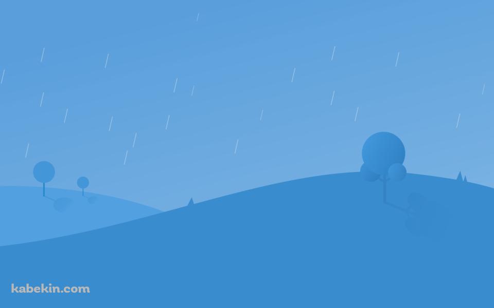 雨が降る青い景色の壁紙(960px x 600px) 高画質 PC・デスクトップ用