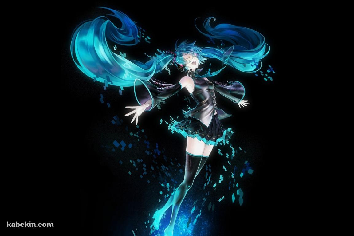 初音ミク 黒の壁紙(1152px x 768px) 高画質 PC・デスクトップ用