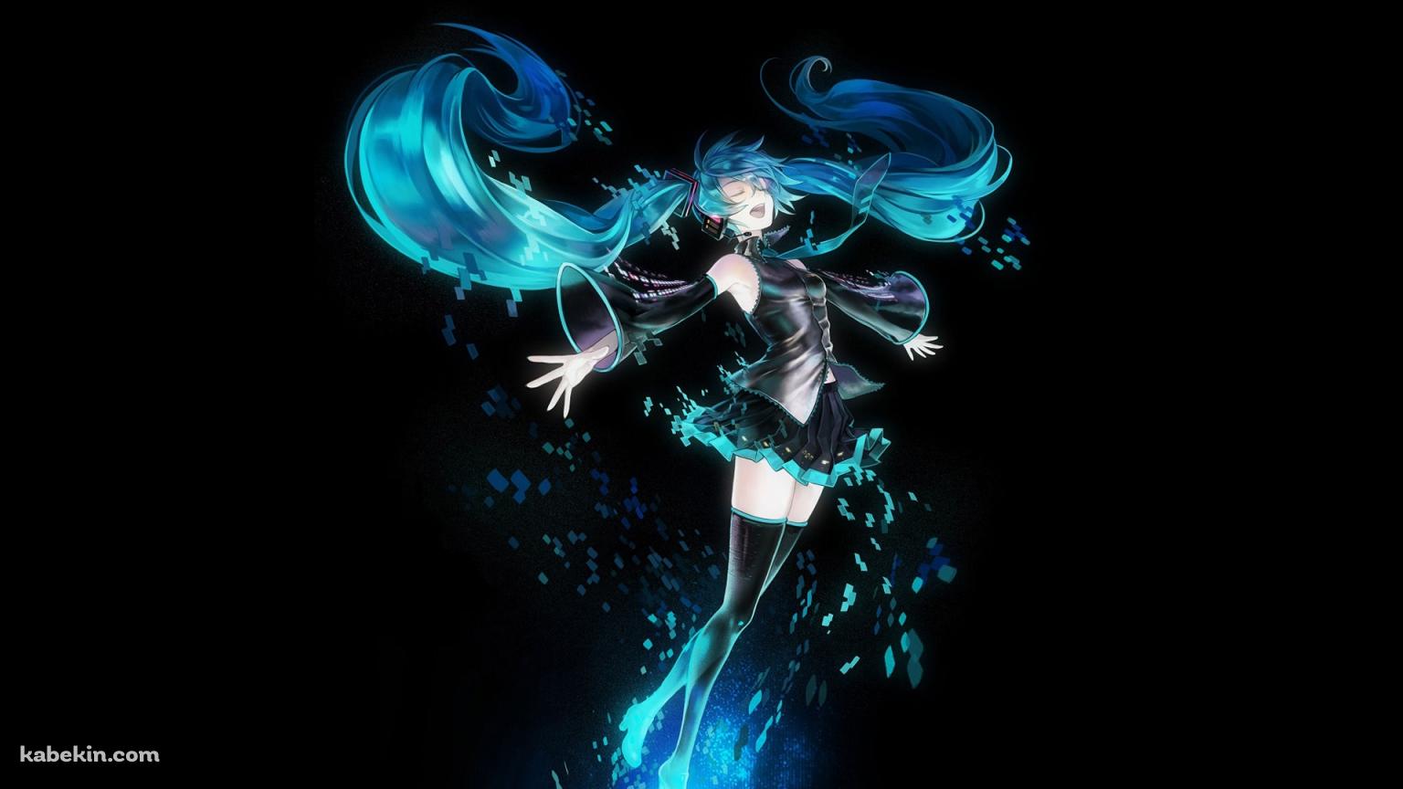 初音ミク 黒の壁紙(1536px x 864px) 高画質 PC・デスクトップ用