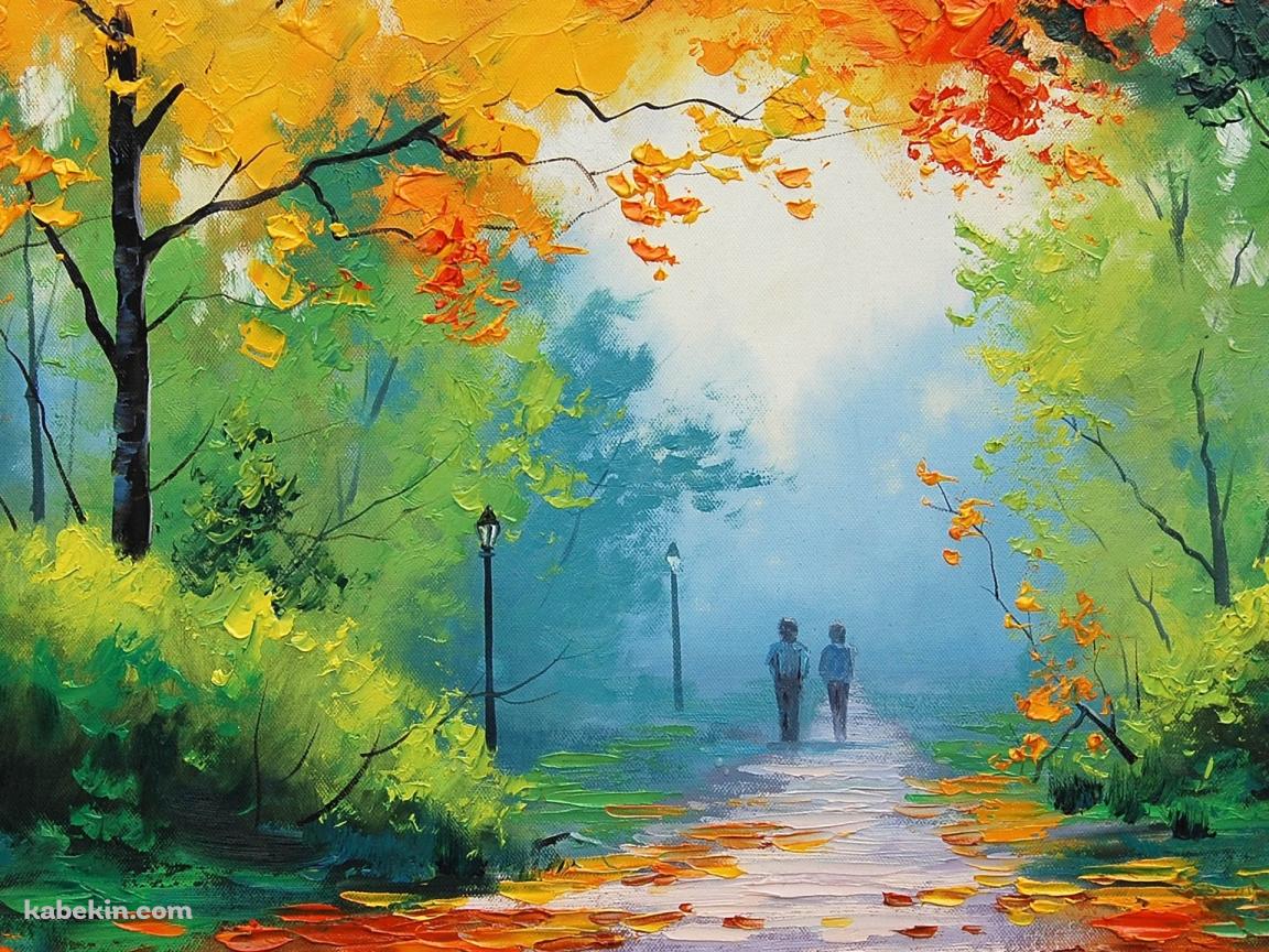 秋の油絵の壁紙(1152px x 864px) 高画質 PC・デスクトップ用