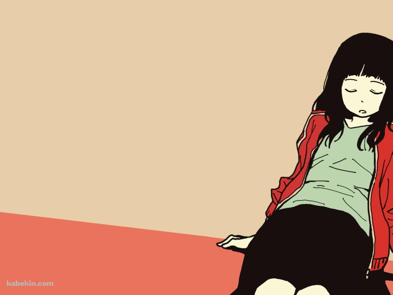 目をつむって座る女の子の壁紙(1280px x 960px) 高画質 PC・デスクトップ用