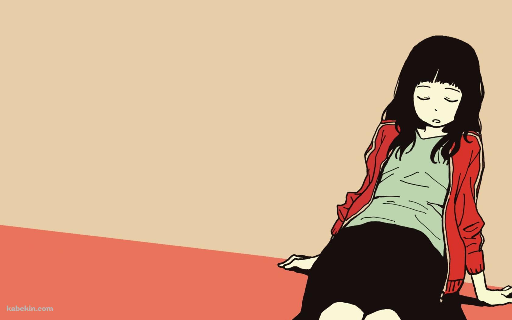 目をつむって座る女の子の壁紙(1680px x 1050px) 高画質 PC・デスクトップ用