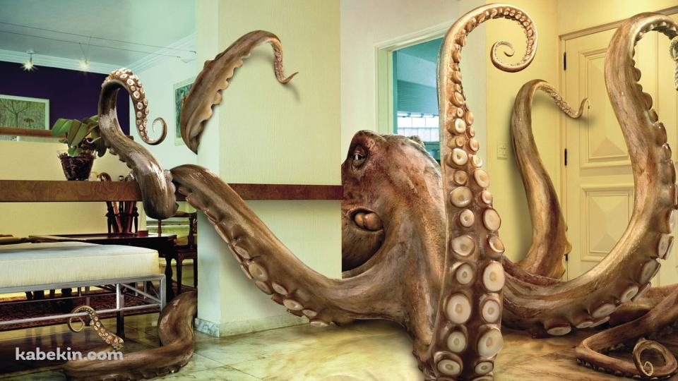 巨大なタコ襲来の壁紙(960px x 540px) 高画質 PC・デスクトップ用