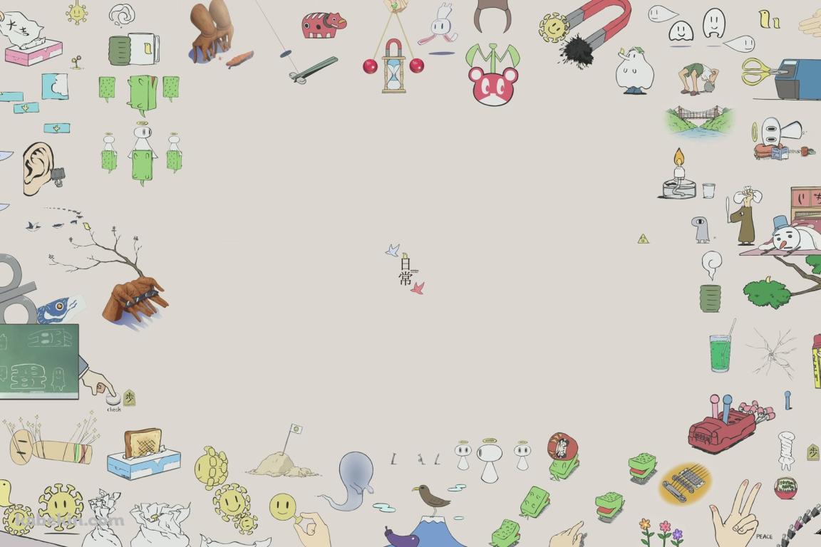 日常 nichijou イラストの壁紙(1152px x 768px) 高画質 PC・デスクトップ用