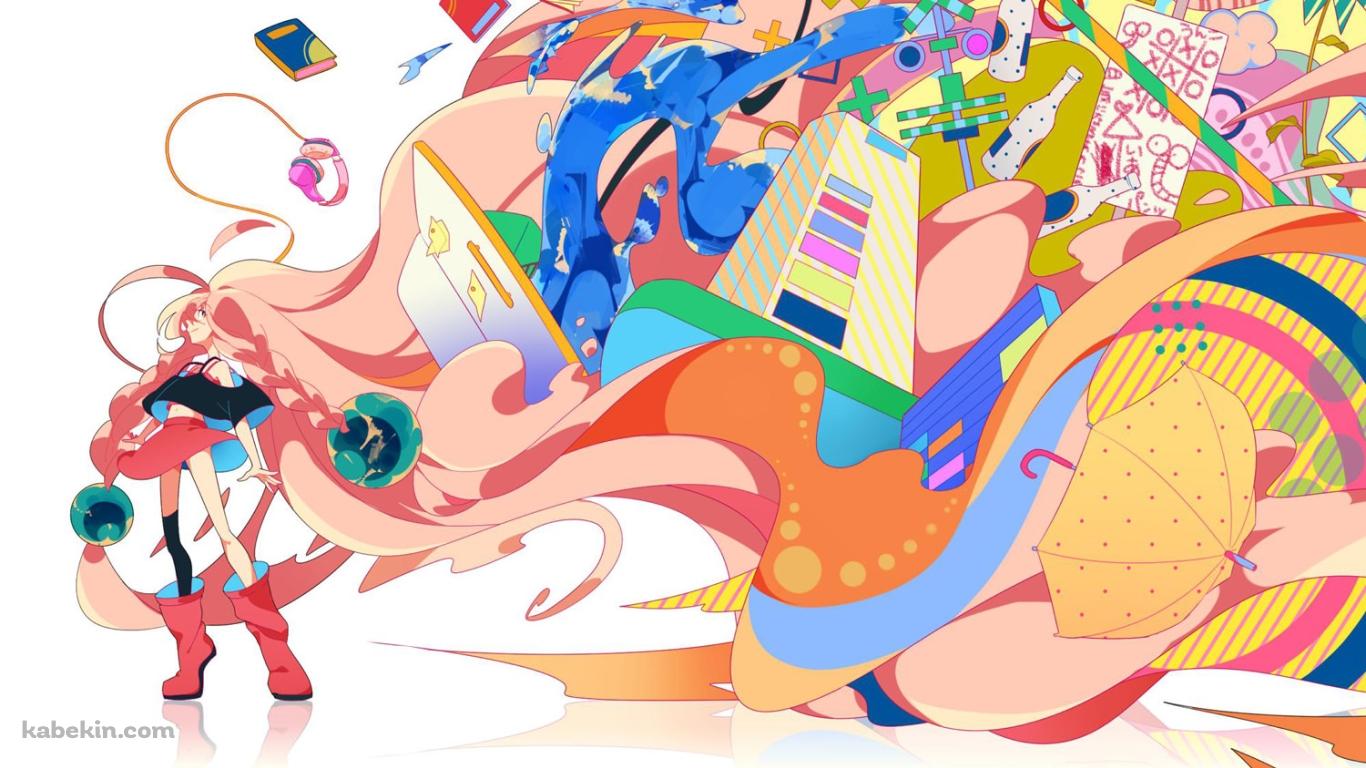 ポップなアイテムとIAの壁紙(1366px x 768px) 高画質 PC・デスクトップ用