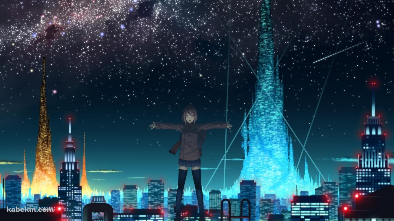 大都会と少女の壁紙(1280px x 720px) 高画質 PC・デスクトップ用