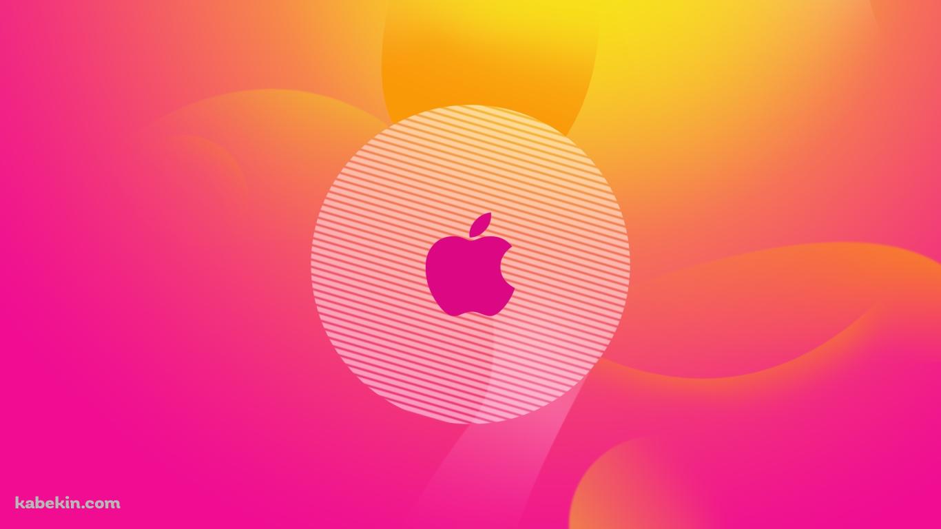 ピンク地のアップルロゴの壁紙(1366px x 768px) 高画質 PC・デスクトップ用