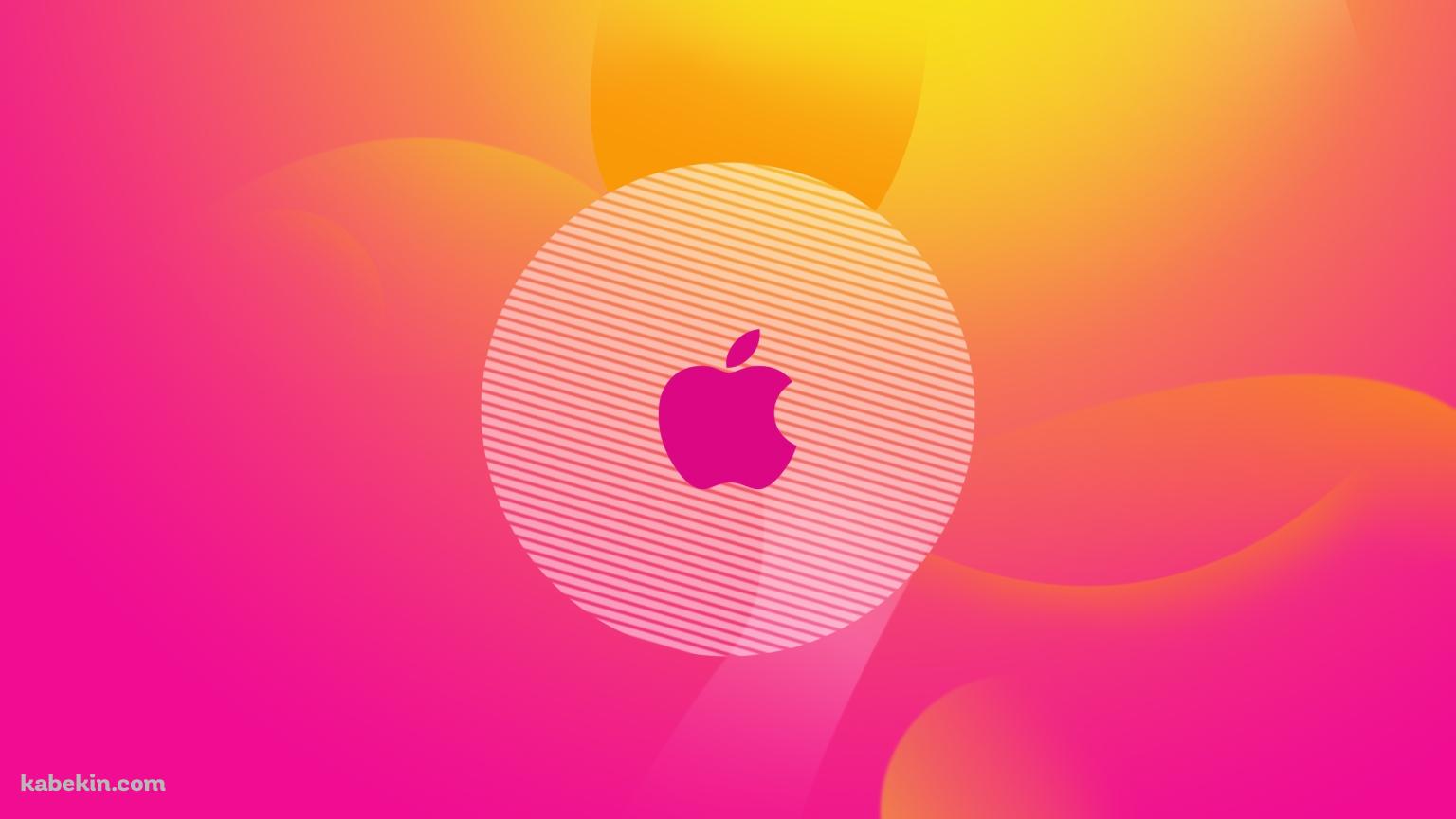 ピンク地のアップルロゴの壁紙(1536px x 864px) 高画質 PC・デスクトップ用