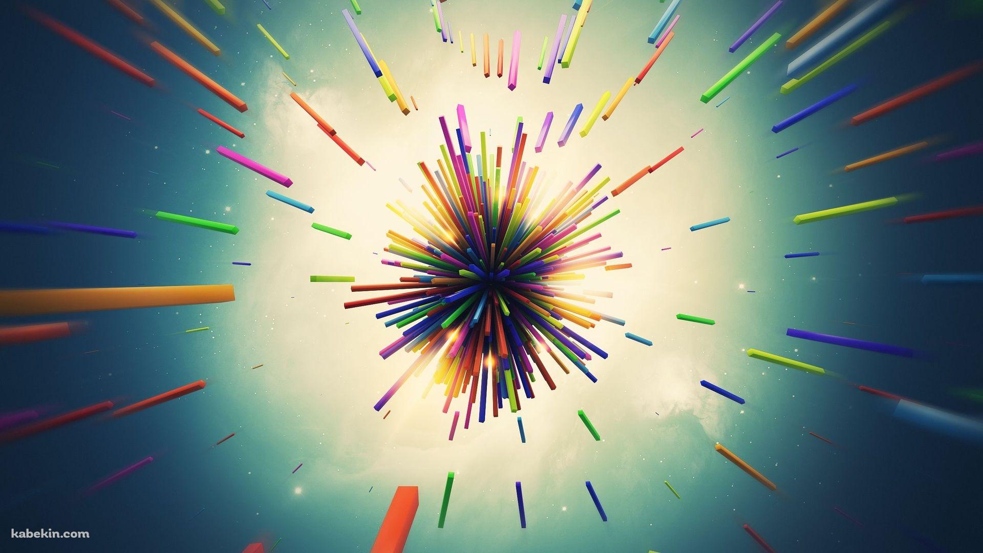 カラフルな爆発 3DCGの壁紙(1920px x 1080px) 高画質 PC・デスクトップ用