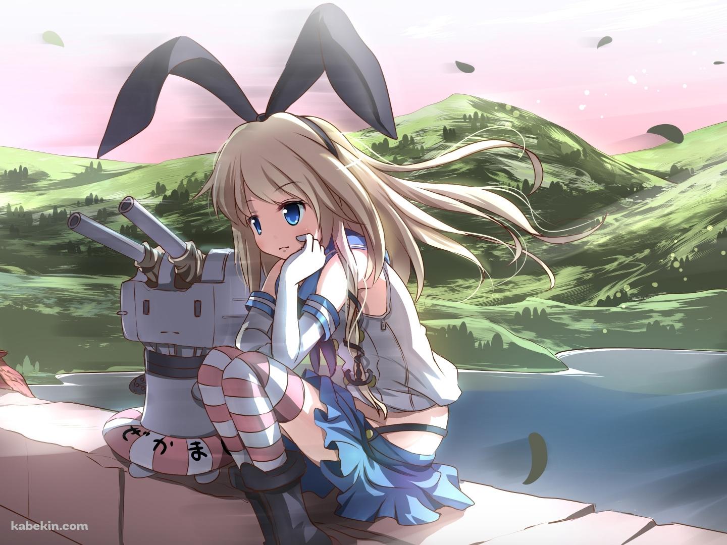 艦隊これくしょん 艦これ 物思いにふける島風の壁紙(1440px x 1080px) 高画質 PC・デスクトップ用