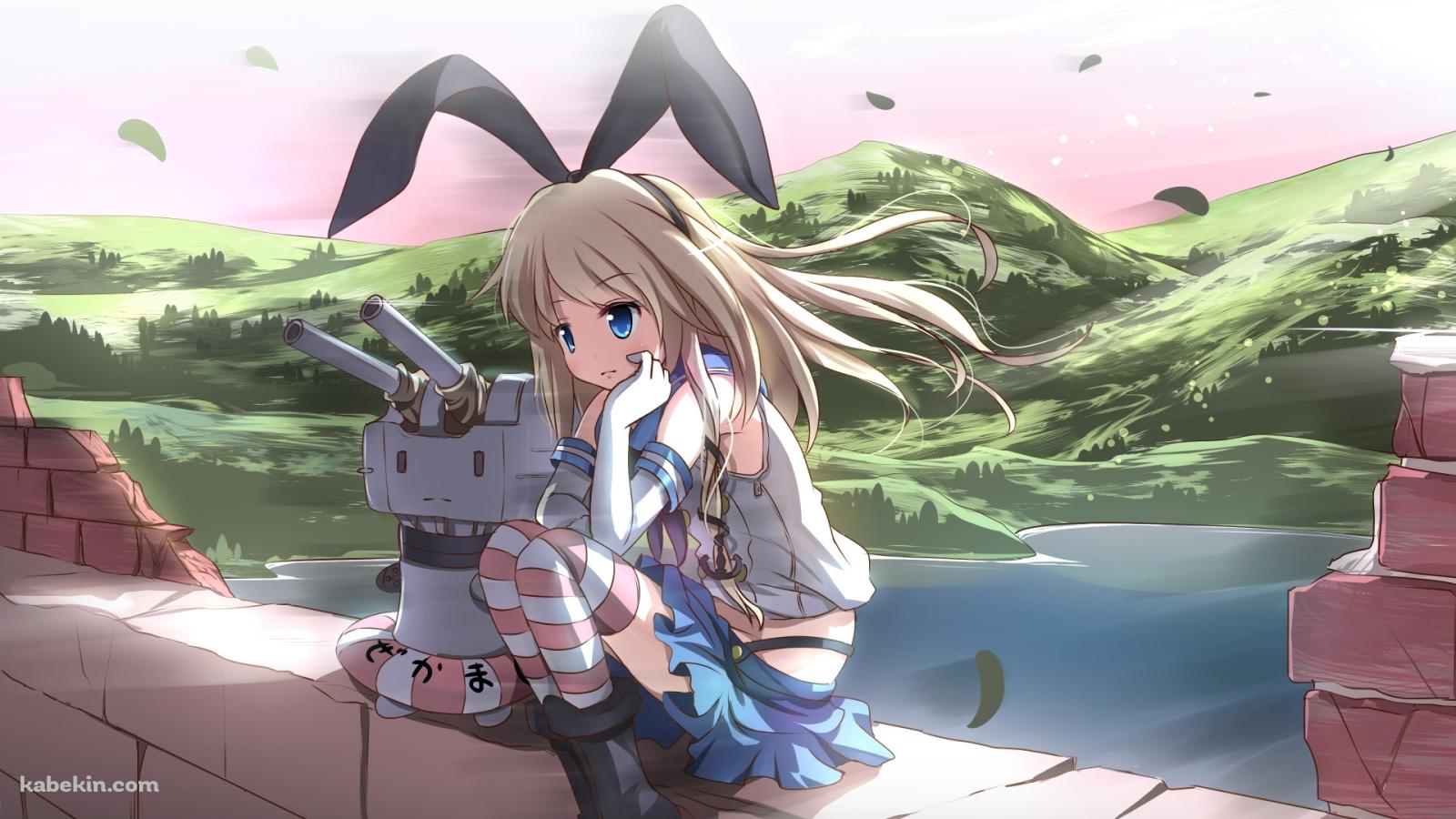 艦隊これくしょん 艦これ 物思いにふける島風の壁紙(1600px x 900px) 高画質 PC・デスクトップ用