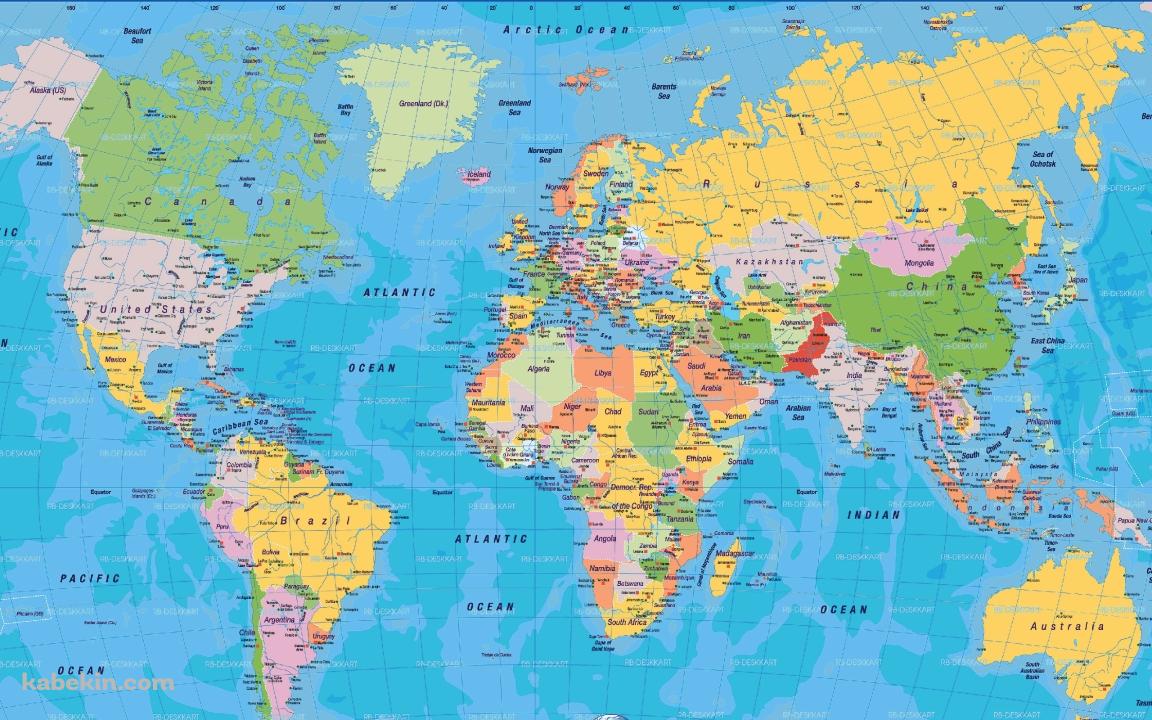 世界地図の壁紙(1152px x 720px) 高画質 PC・デスクトップ用
