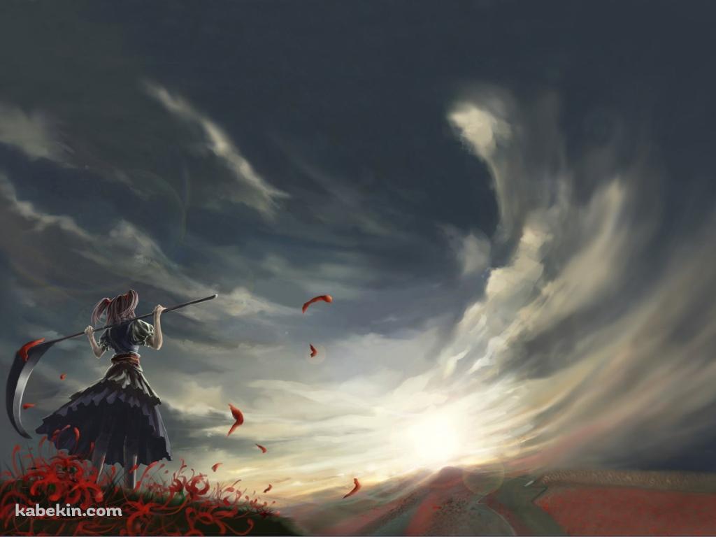 東方 鎌を持つ少女の壁紙(1024px x 768px) 高画質 PC・デスクトップ用