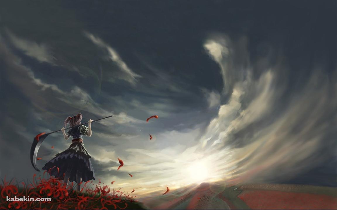 東方 鎌を持つ少女の壁紙(1152px x 720px) 高画質 PC・デスクトップ用