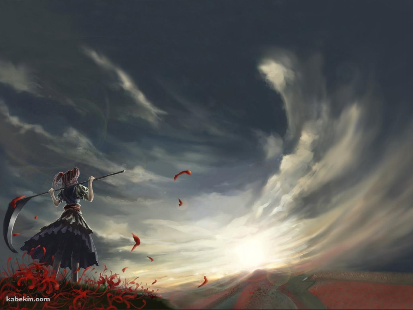 東方 鎌を持つ少女の壁紙(1440px x 1080px) 高画質 PC・デスクトップ用