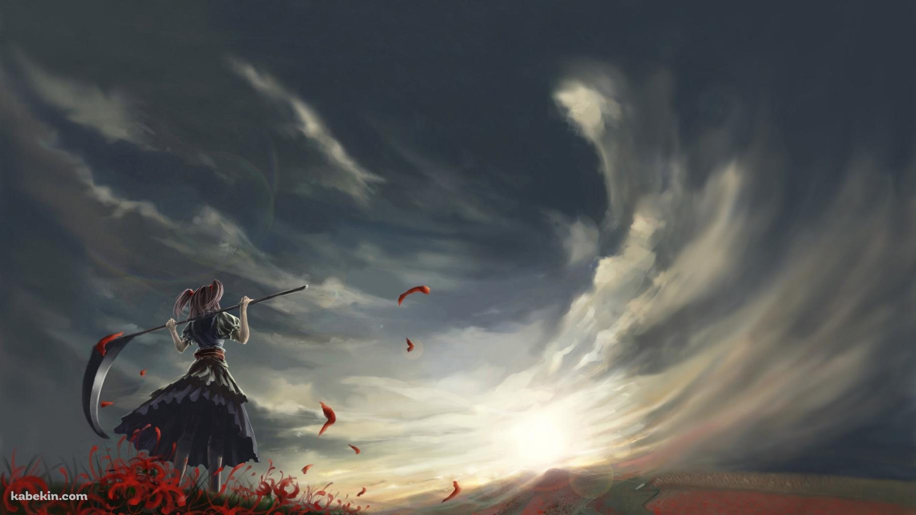 東方 鎌を持つ少女の壁紙(1829px x 1029px) 高画質 PC・デスクトップ用