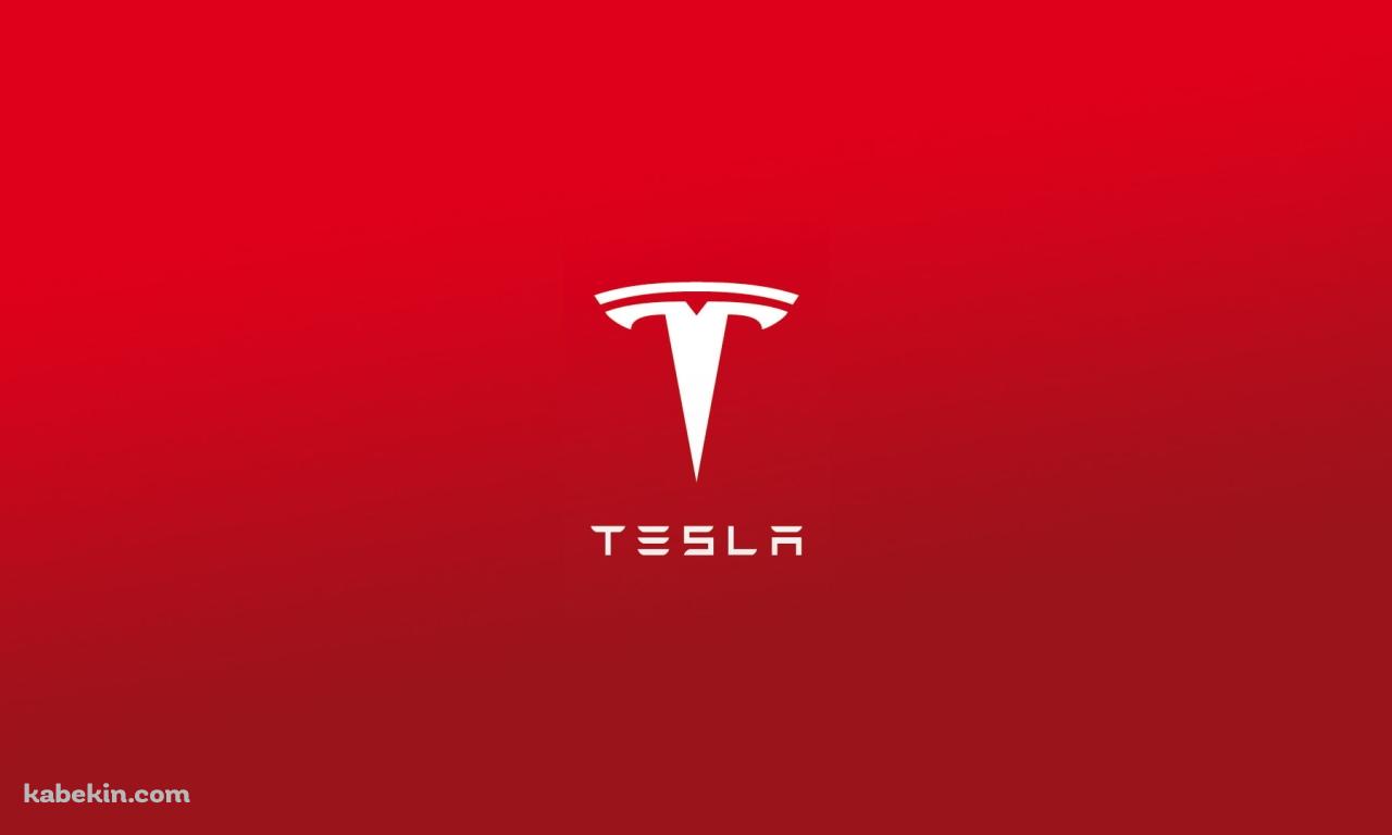 赤のTESLAのロゴの壁紙(1280px x 768px) 高画質 PC・デスクトップ用
