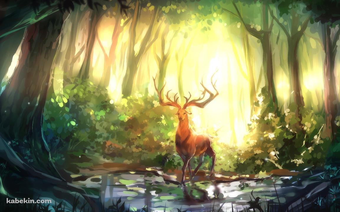 森の中の鹿の壁紙(1152px x 720px) 高画質 PC・デスクトップ用