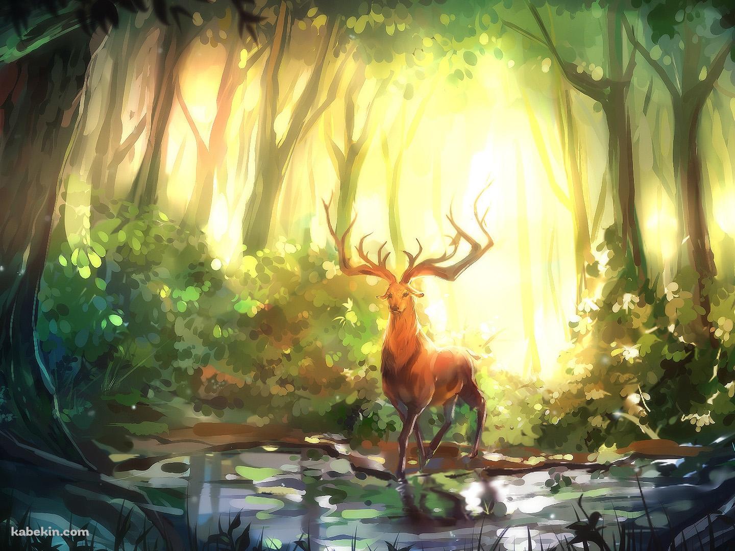森の中の鹿の壁紙(1440px x 1080px) 高画質 PC・デスクトップ用