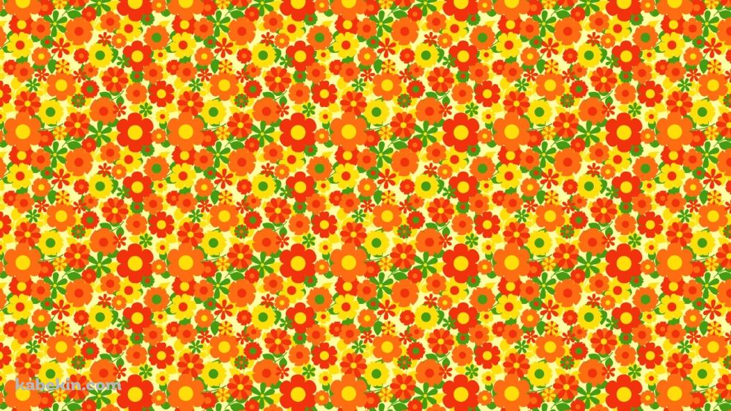 かわいいオレンジの花柄の壁紙(1051px x 591px) 高画質 PC・デスクトップ用
