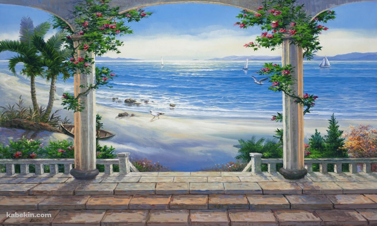 カモメがいる海の壁紙(1280px x 768px) 高画質 PC・デスクトップ用