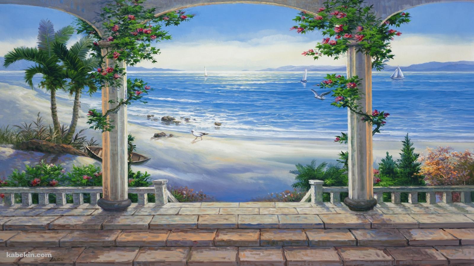 カモメがいる海の壁紙(1600px x 900px) 高画質 PC・デスクトップ用