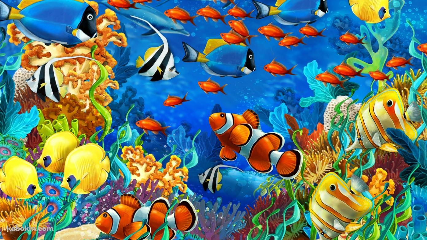 熱帯魚 水族館の壁紙(1391px x 783px) 高画質 PC・デスクトップ用