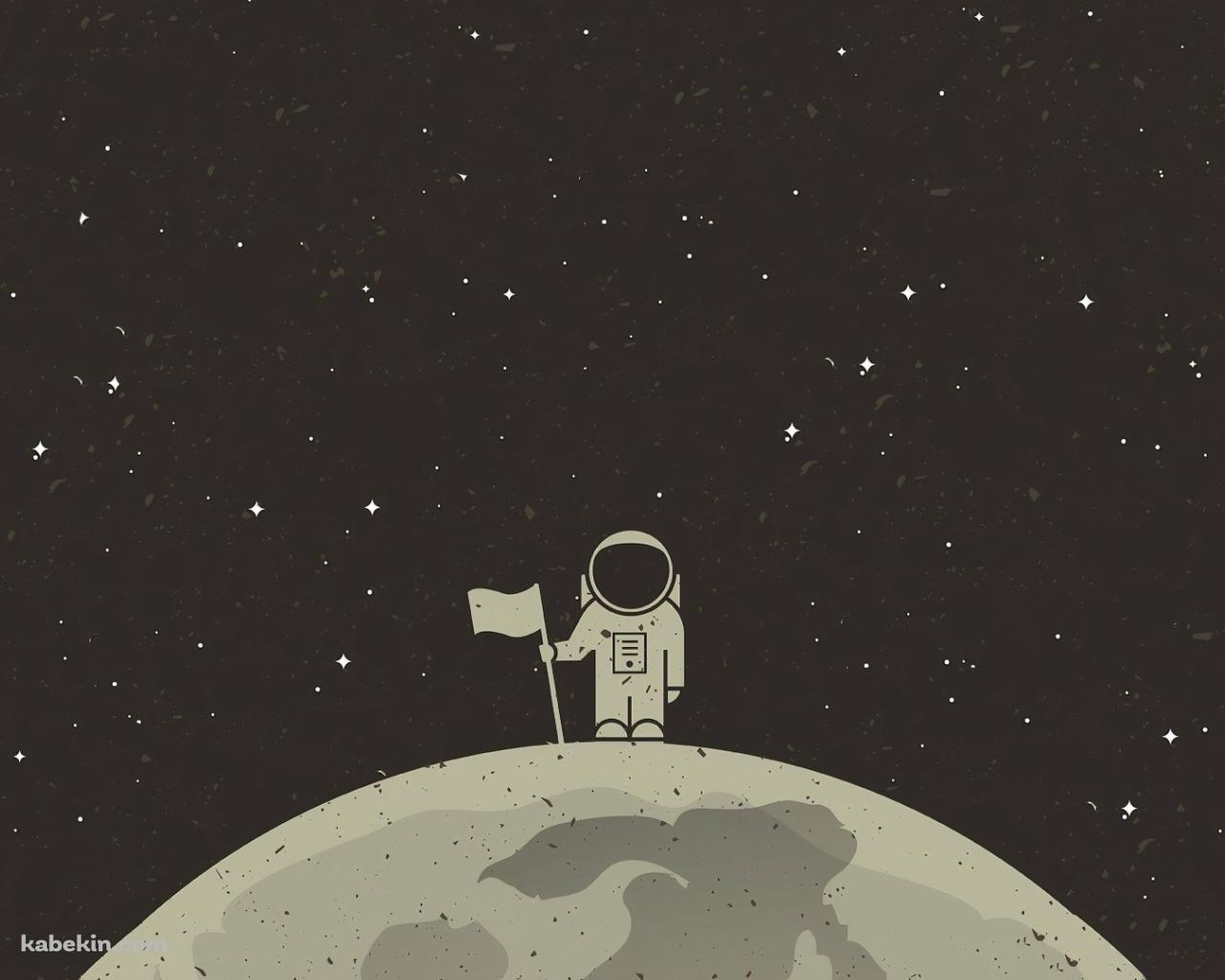 月面着陸 旗を立てる宇宙飛行士の壁紙(1280px x 1024px) 高画質 PC・デスクトップ用