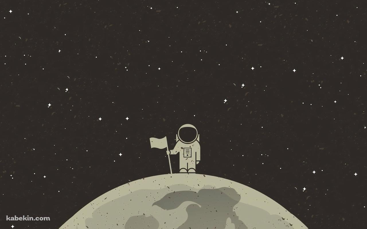 月面着陸 旗を立てる宇宙飛行士の壁紙(1280px x 800px) 高画質 PC・デスクトップ用