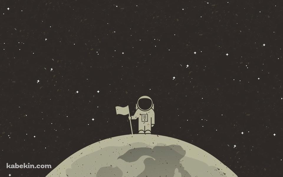 月面着陸 旗を立てる宇宙飛行士の壁紙(960px x 600px) 高画質 PC・デスクトップ用