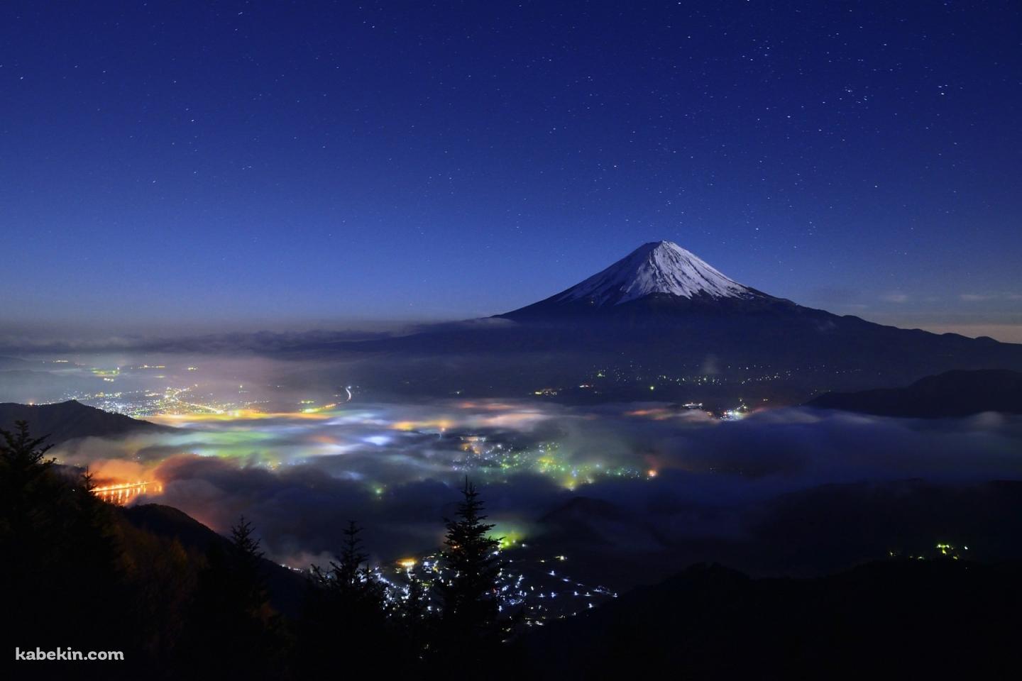 富士山と星空 日本 静岡県 山梨県の壁紙(1440px x 960px) 高画質 PC・デスクトップ用