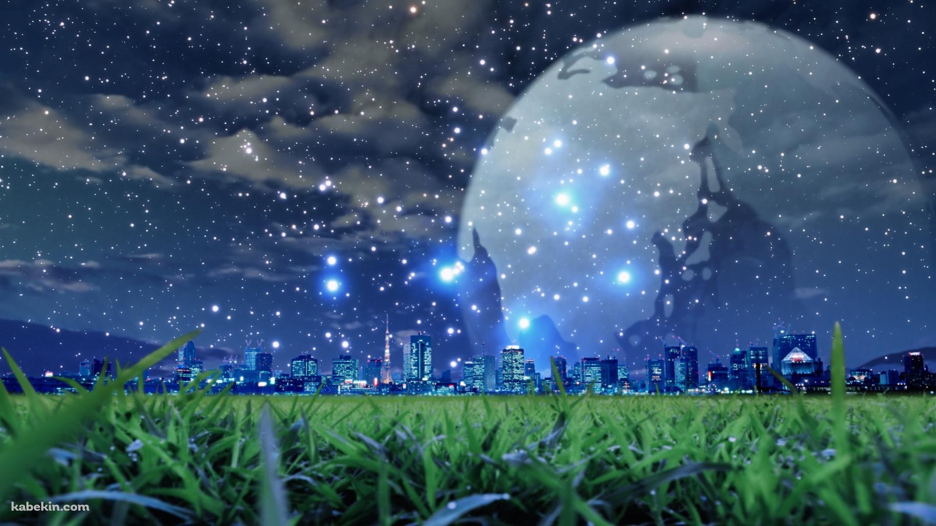 蛍と都会 夜景の壁紙(1829px x 1029px) 高画質 PC・デスクトップ用